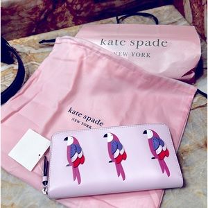 Kate Spade Parrot Lg Continental Wallet "Flock Party" Multi Color NWT